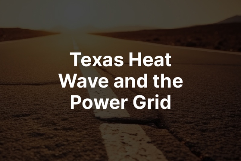 The words "Texas Heat Wave and the Power Grid" in front of a road.